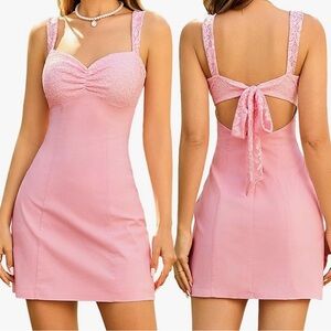 Pink Lace Mini Dress